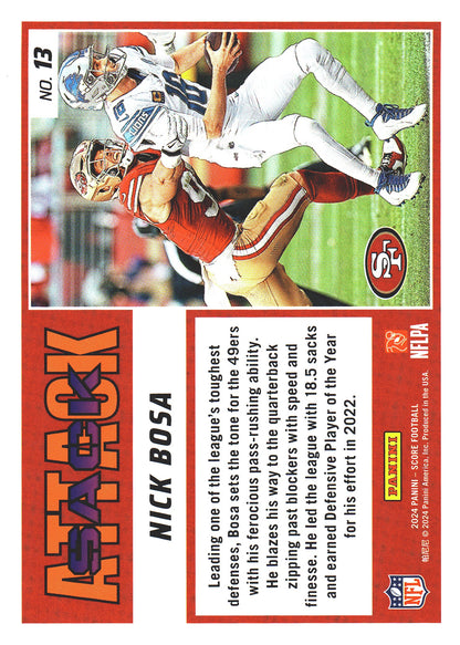 2024 Panini Score Nick Bosa Sack Attack #13 San Francisco 49ers