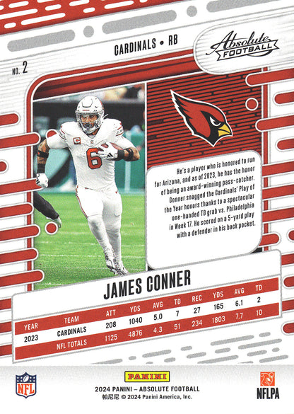 2024 Panini Absolute James Conner #2 Arizona Cardinals