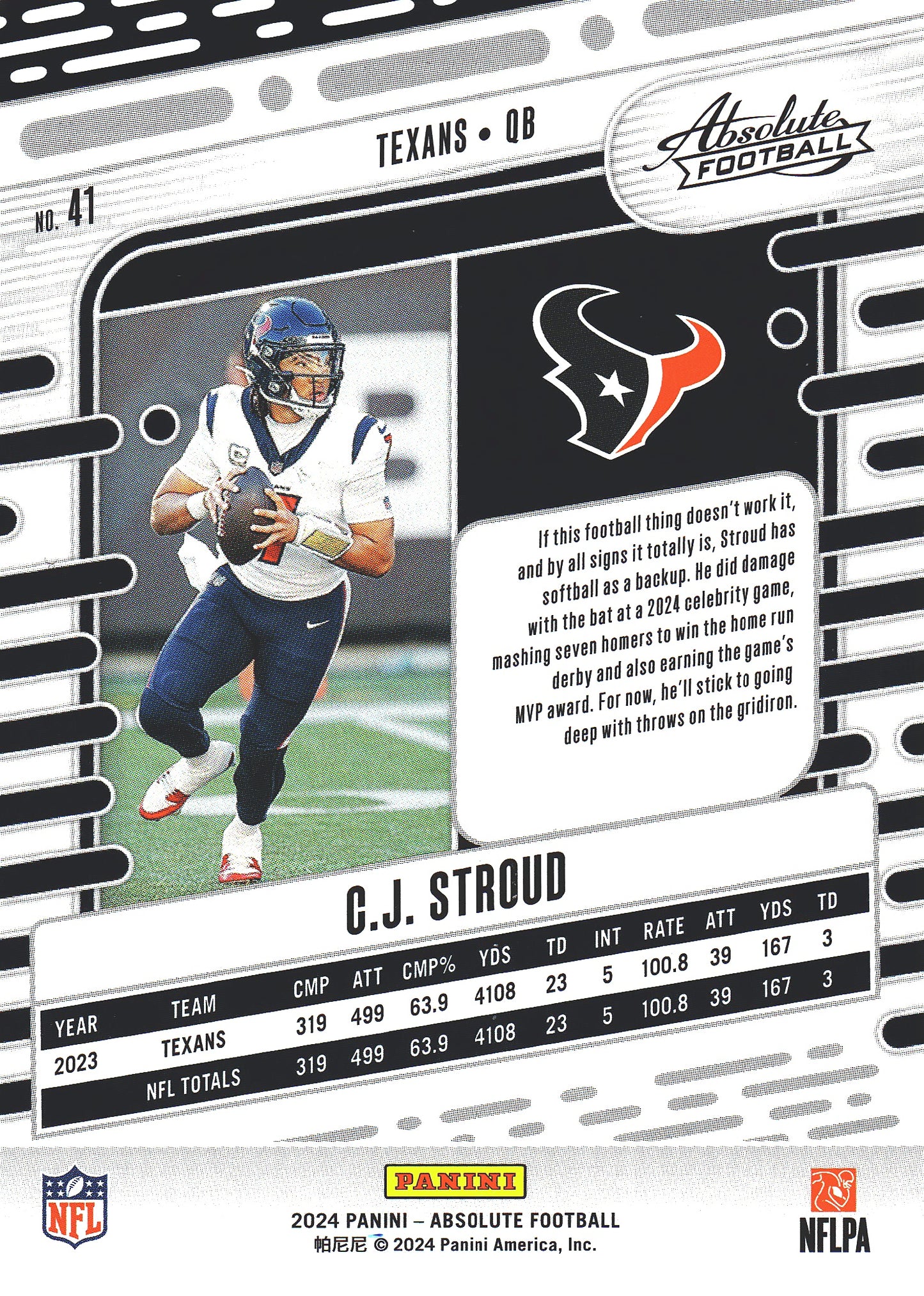2024 Panini Absolute C.J. Stroud #41 Houston Texans