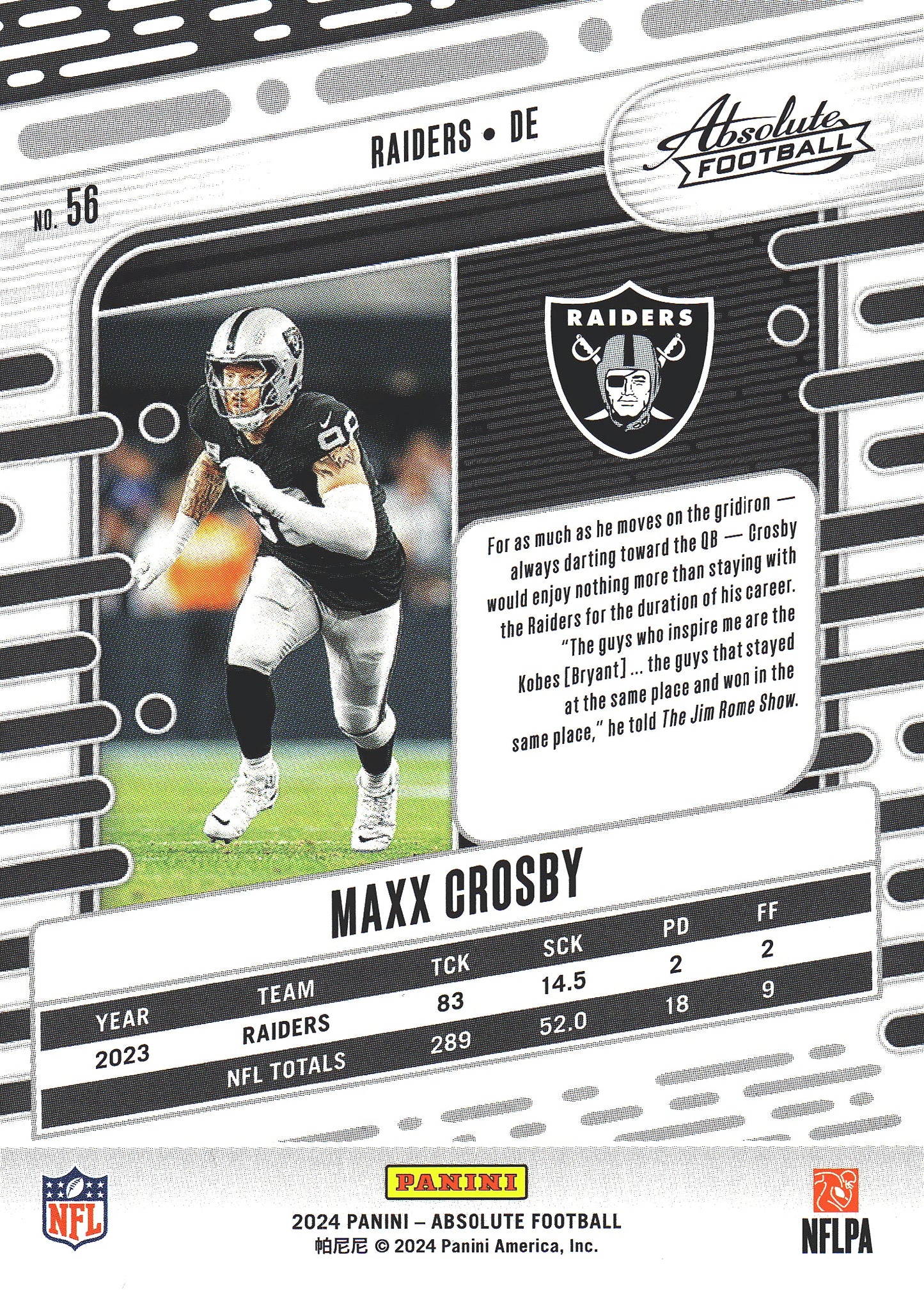 2024 Panini Absolute Maxx Crosby #56 Las Vegas Raiders