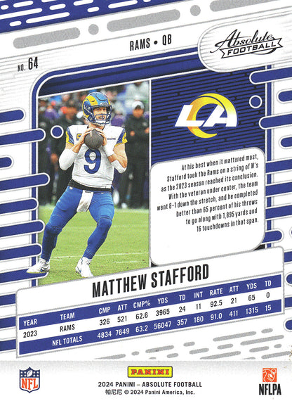 2024 Panini Absolute Matthew Stafford #64 Los Angeles Rams