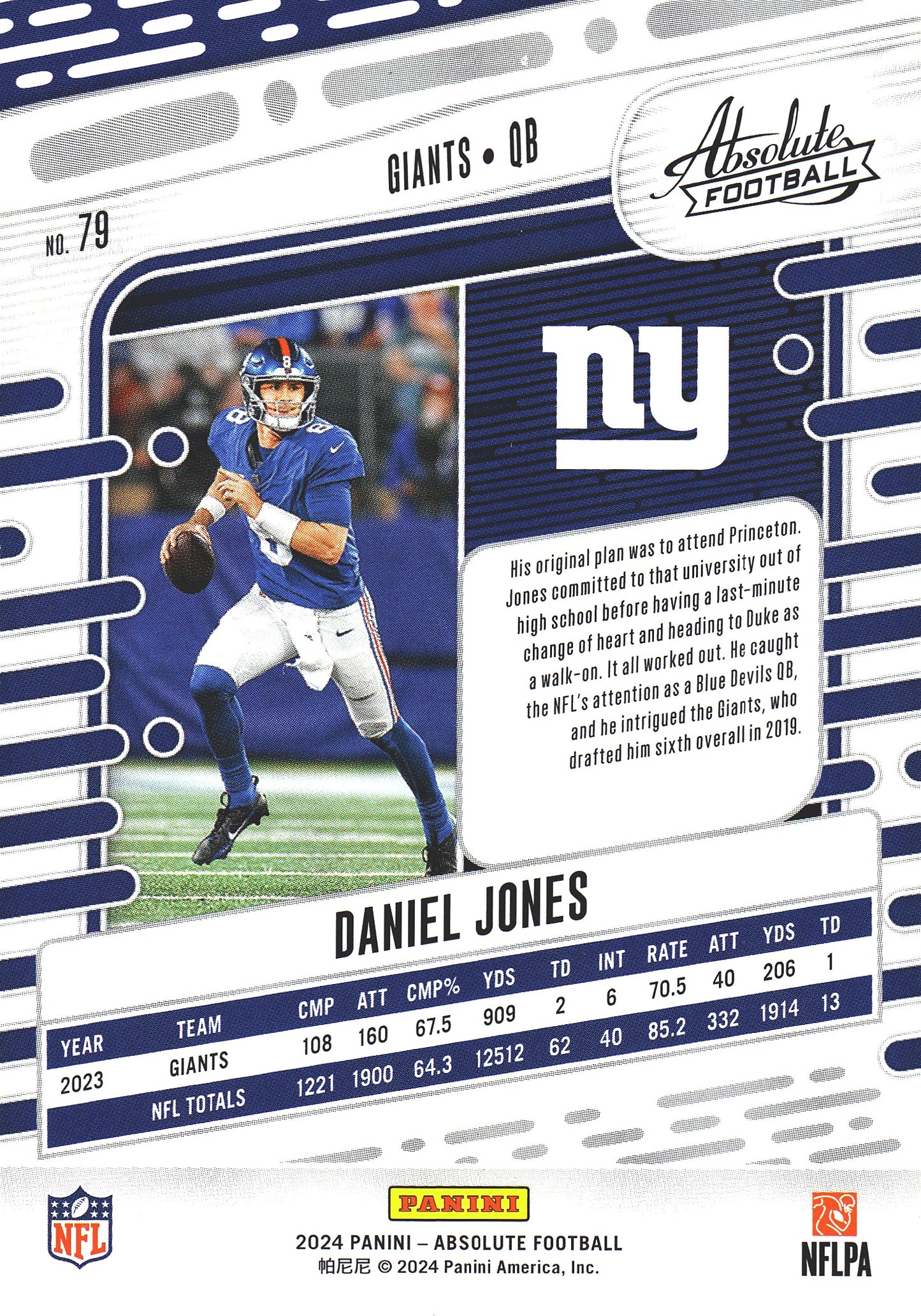 2024 Panini Absolute Daniel Jones #79 New York Giants