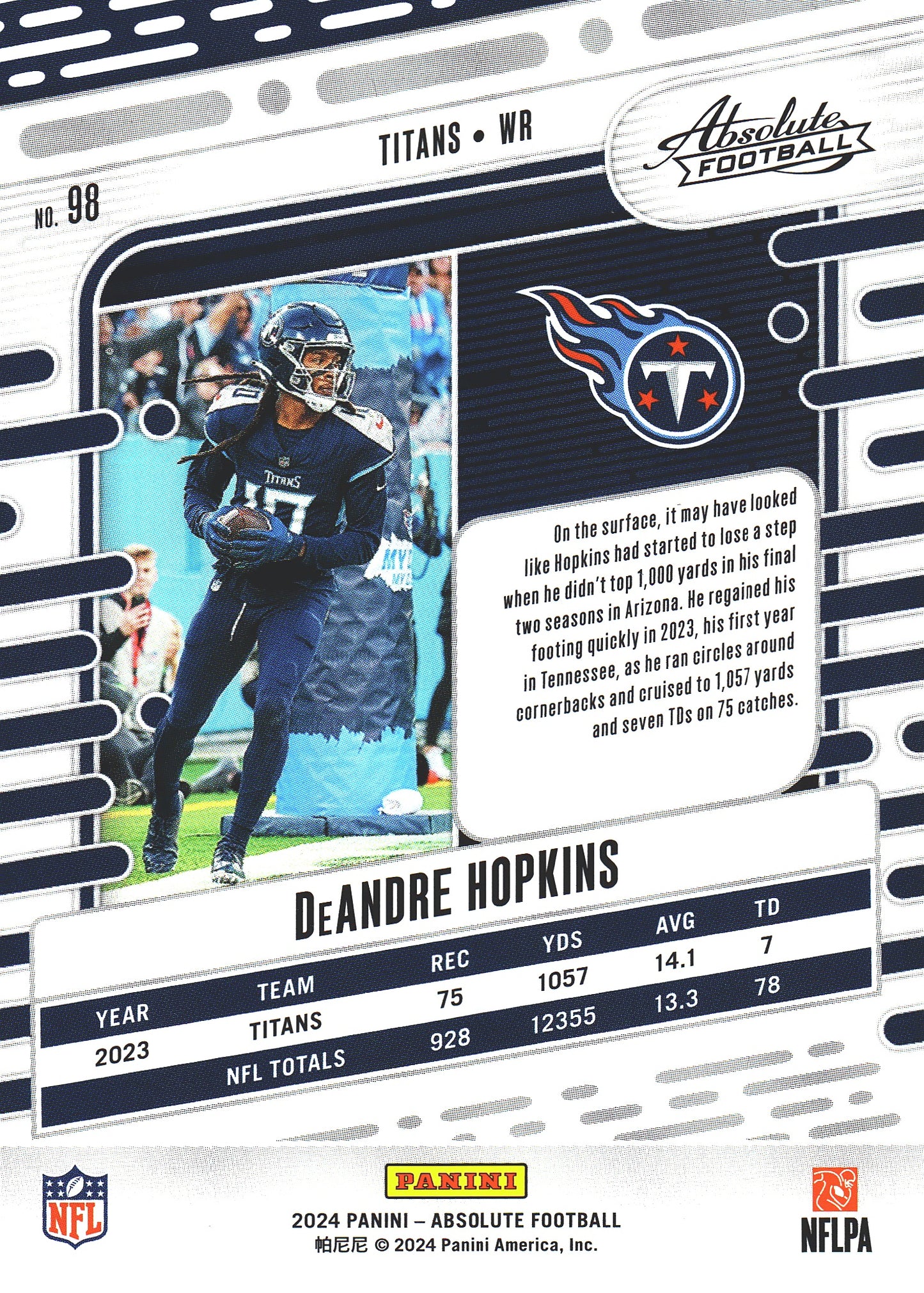 2024 Panini Absolute DeAndre Hopkins #98 Tennessee Titans