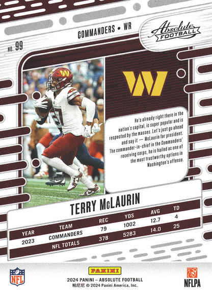 2024 Panini Absolute Blue Parallel Terry McLaurin #99 Washington Commanders