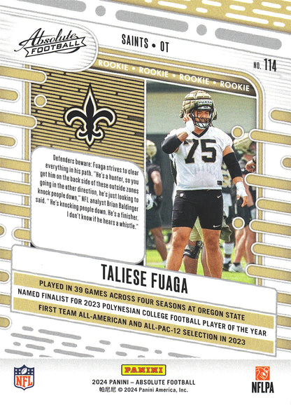 2024 Panini Absolute Taliese Fuaga RC #114 New Orleans Saints