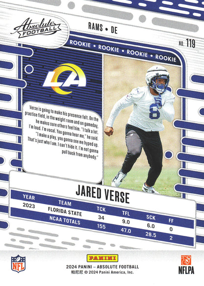2024 Panini Absolute Jared Verse RC #119 Los Angeles Rams