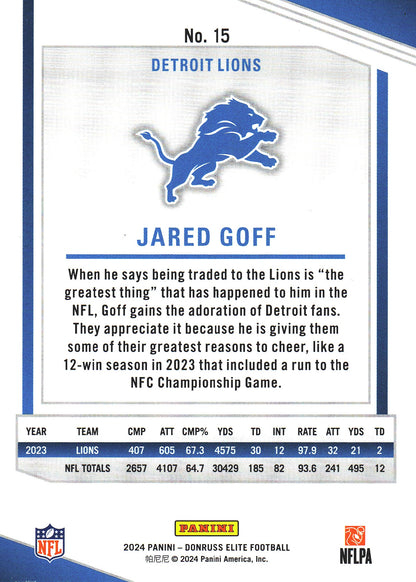 2024 Panini Donruss Elite Jared Goff #15 Detroit Lions
