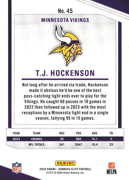 2024 Panini Donruss Elite T.J. Hockenson #45 Minnesota Vikings