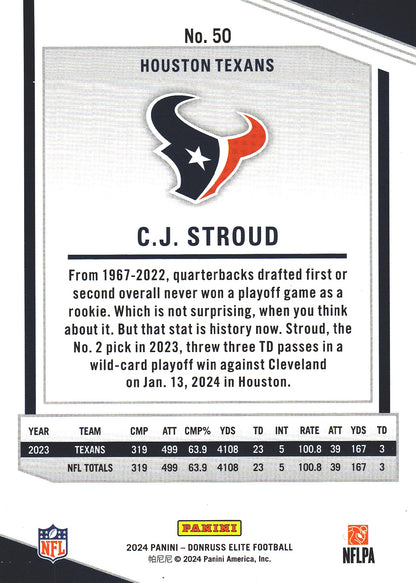 2024 Panini Donruss Elite C.J. Stroud #50 Houston Texans