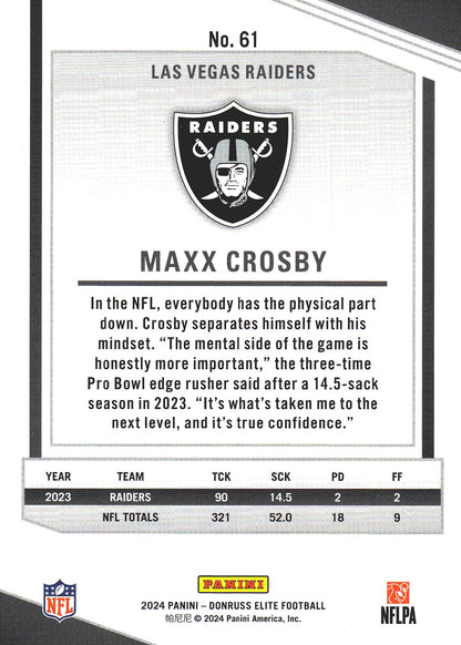 2024 Panini Donruss Elite Maxx Crosby #61 Las Vegas Raiders