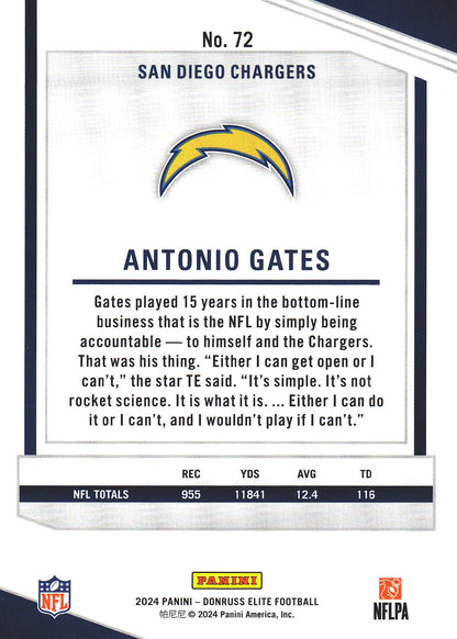 2024 Panini Donruss Elite Antonio Gates #72 San Diego Chargers