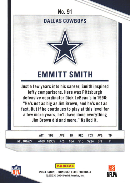 2024 Panini Donruss Elite Emmitt Smith #91 Dallas Cowboys