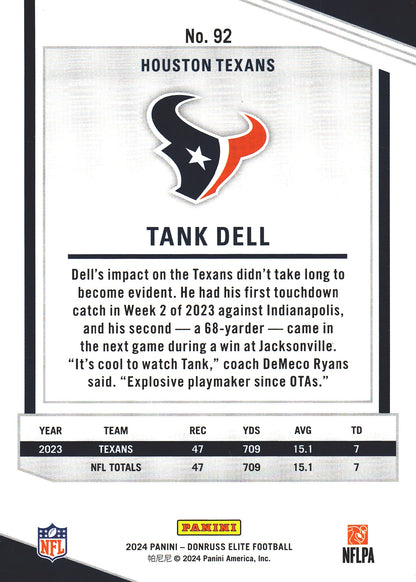 2024 Panini Donruss Elite Tank Dell #92 Houston Texans