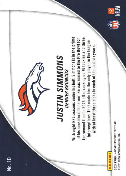 2024 Panini Donruss Elite Pink Justin Simmons #10 Denver Broncos