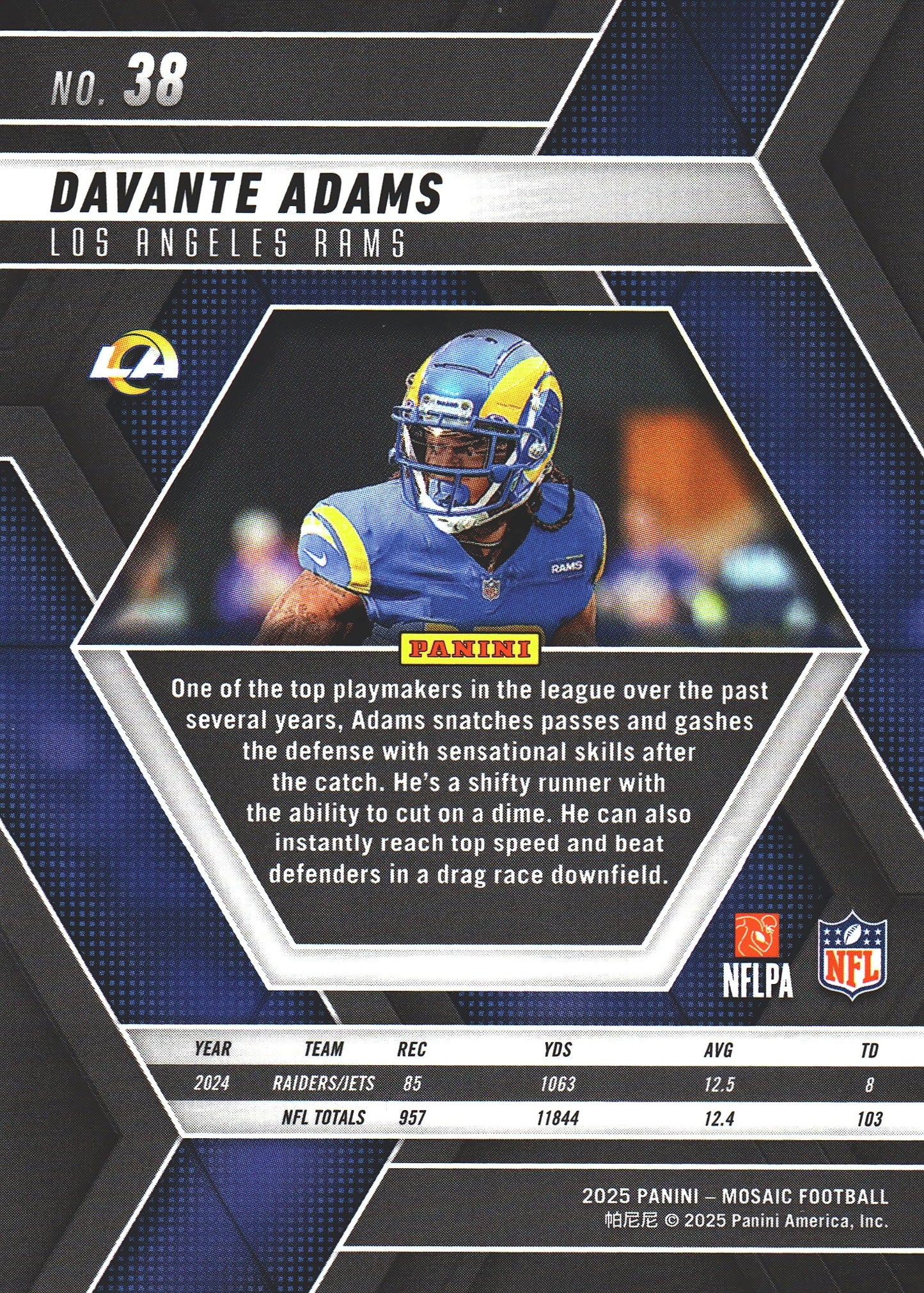 2025 Panini Mosaic Davante Adams #38 Los Angeles Rams