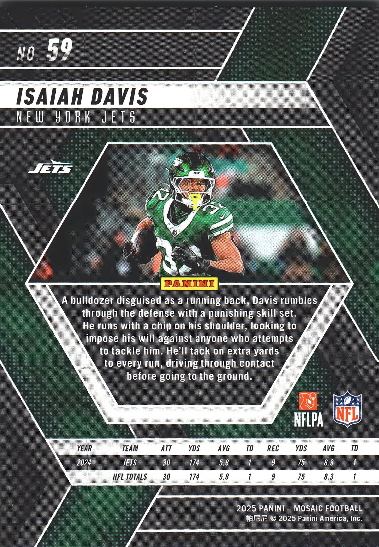 2025 Panini Mosaic Isaiah Davis #59 New York Jets