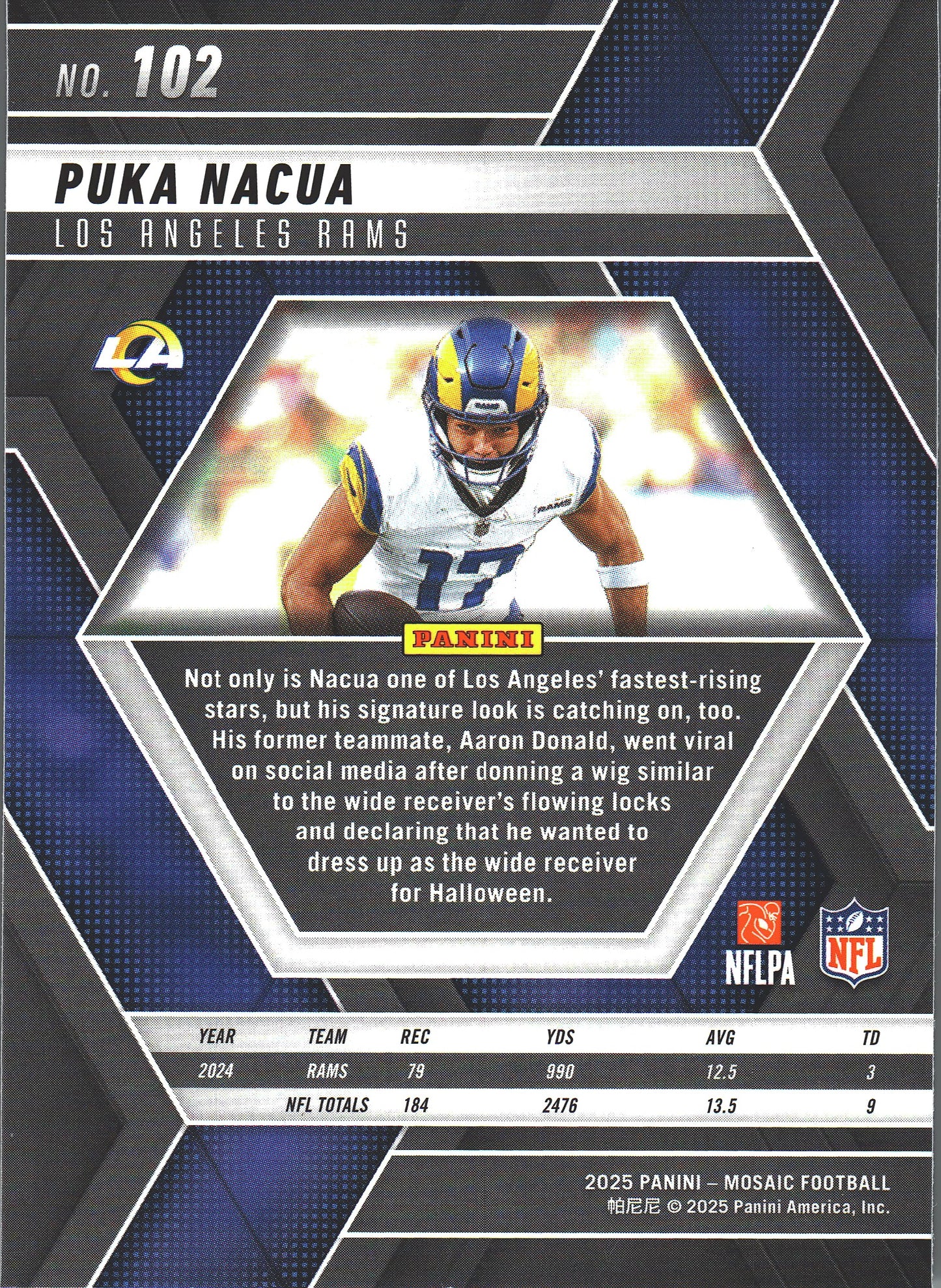 2025 Panini Mosaic Puka Nacua #102 Los Angeles Rams