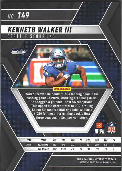 2025 Panini Mosaic Kenneth Walker III #149 Seattle Seahawks