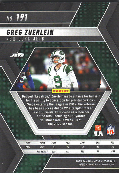 2025 Panini Mosaic Greg Zuerlein #191 New York Jets