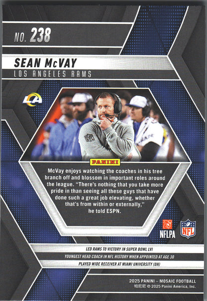 2025 Panini Mosaic Sean McVay #238 Los Angeles Rams
