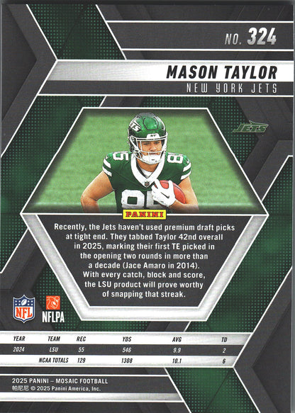 2025 Panini Mosaic Mason Taylor RC #324 New York Jets