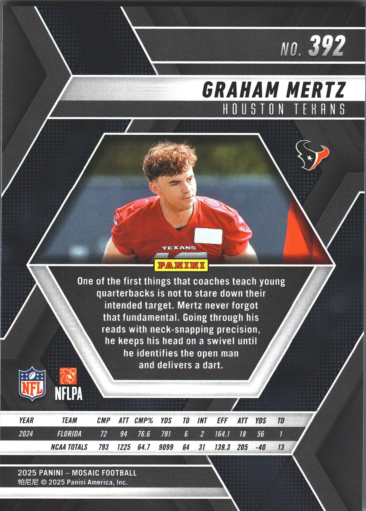 2025 Panini Mosaic Graham Mertz RC #392 Houston Texans