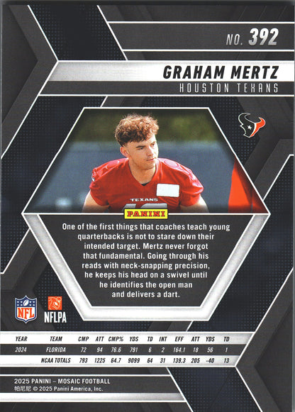 2025 Panini Mosaic Graham Mertz RC #392 Houston Texans