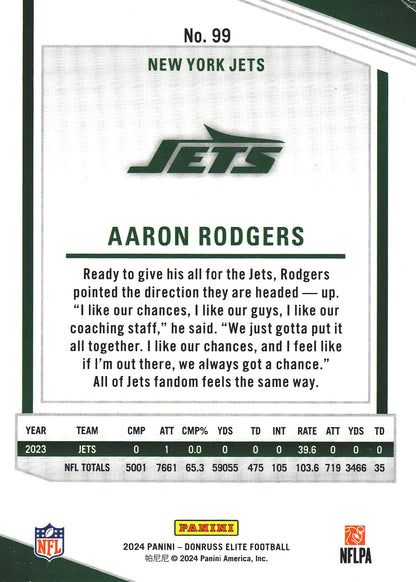 2024 Panini Donruss Elite Aaron Rodgers #99 New York Jets
