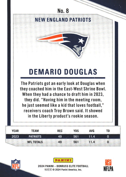 2024 Panini Donruss Elite Demario Douglas #8 New England Patriots