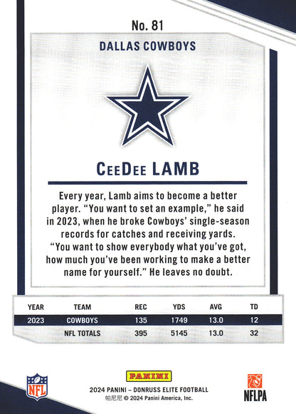 2024 Panini Donruss Elite CeeDee Lamb #81 Dallas Cowboys