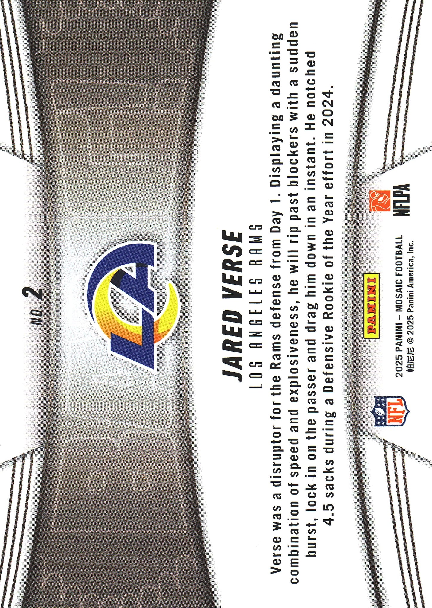 2025 Panini Mosaic Bang Jared Verse #2 Los Angeles Rams
