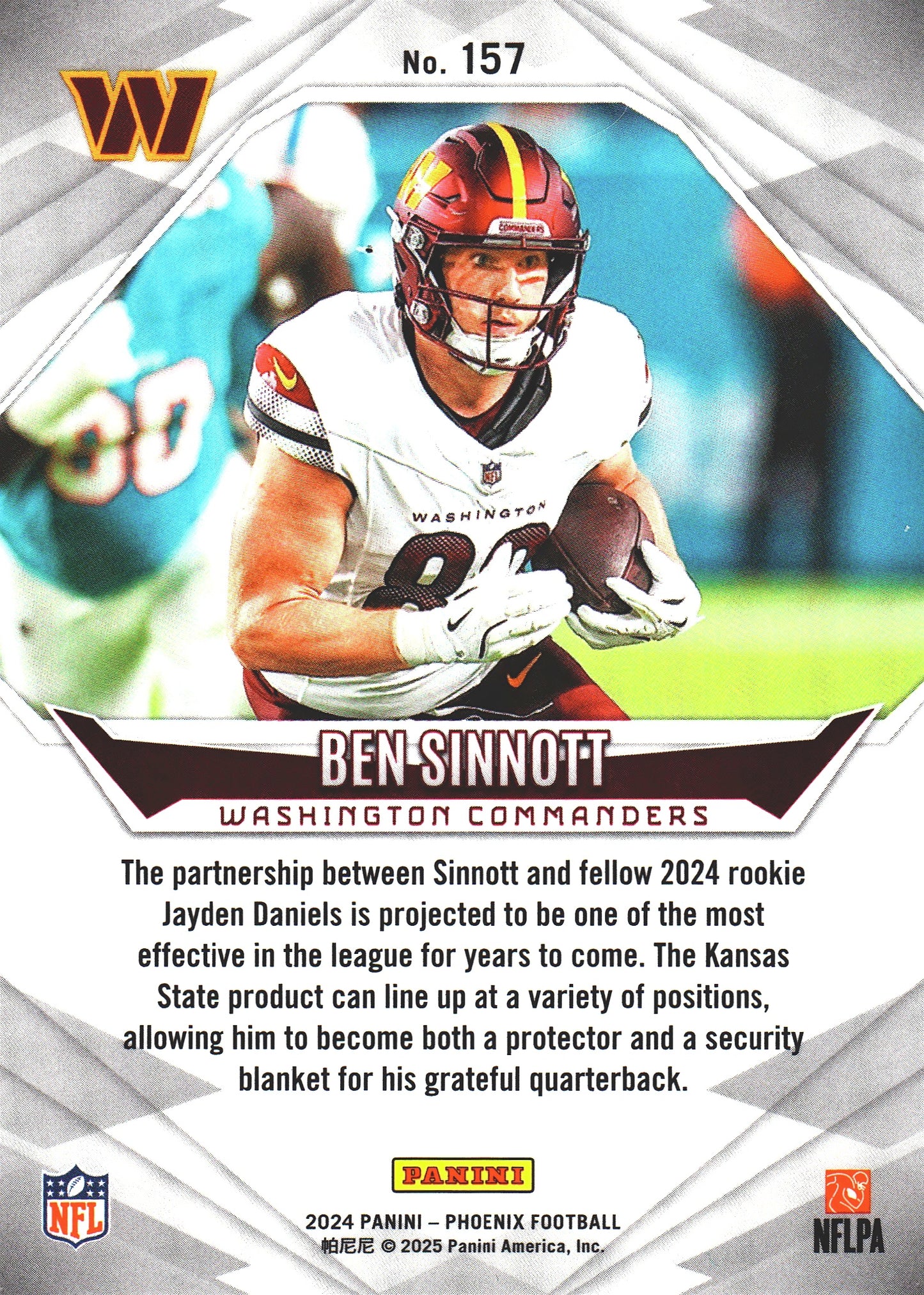 2024 Panini Phoenix Ben Sinnott RC #157 Washington Commanders