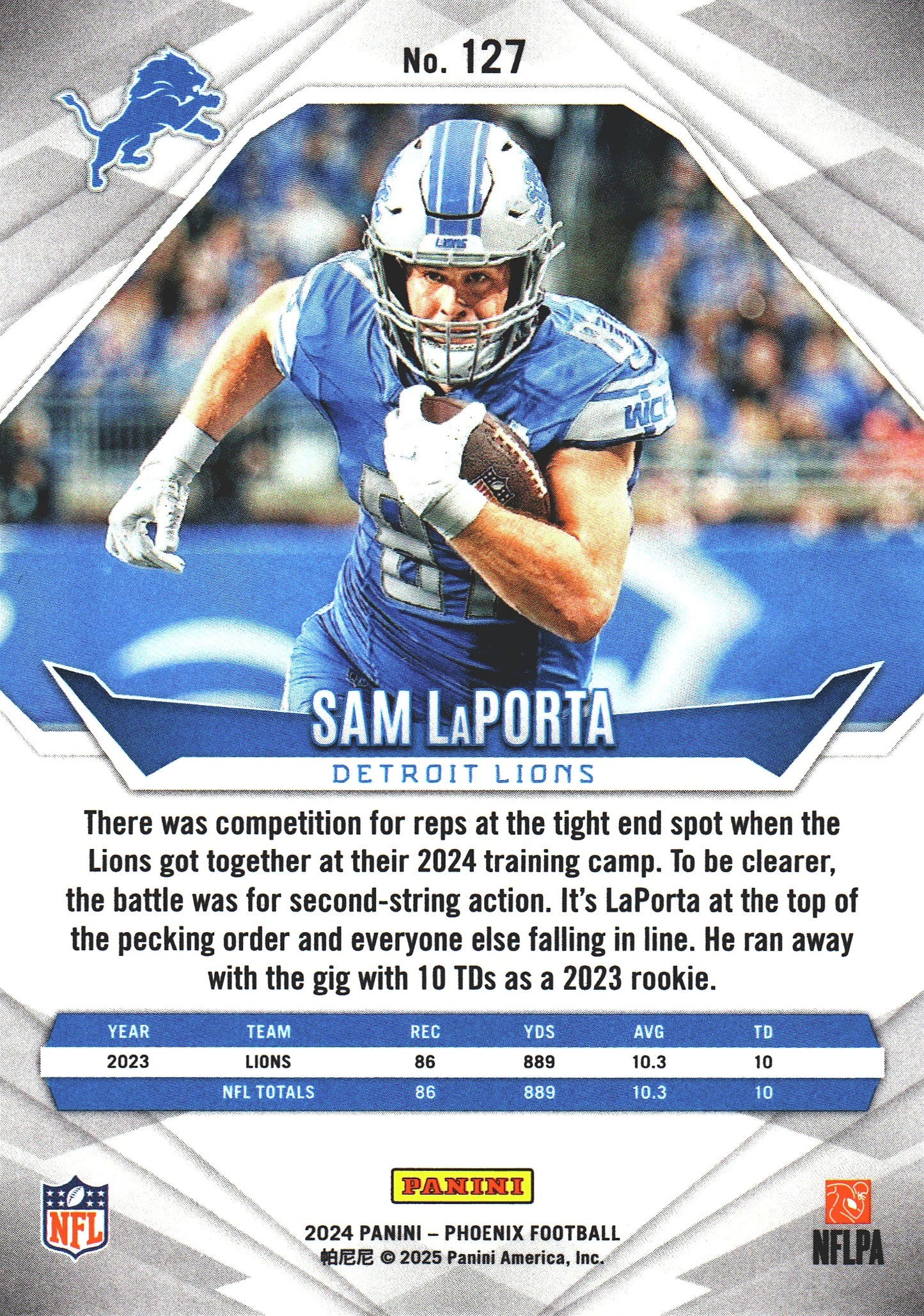 2024 Panini Phoenix International Sam LaPorta #127 Detroit Lions