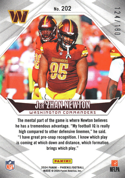 2024 Panini Phoenix International Stars /180 Jer'Zhan Newton RC #202 Washington Commanders