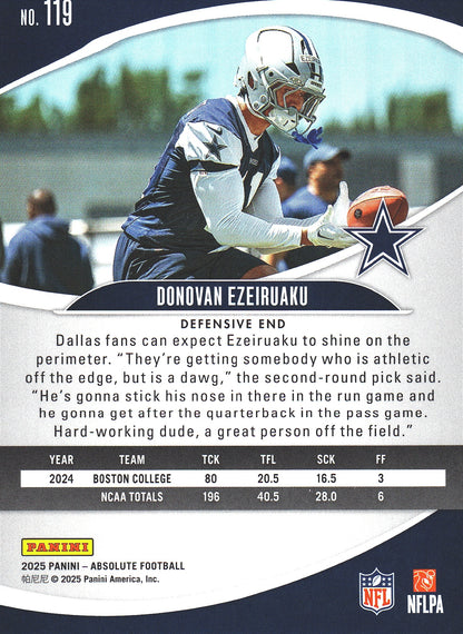 2025 Panini Absolute Hobby Gold /375 Donovan Ezeiruaku #119 Dallas Cowboys