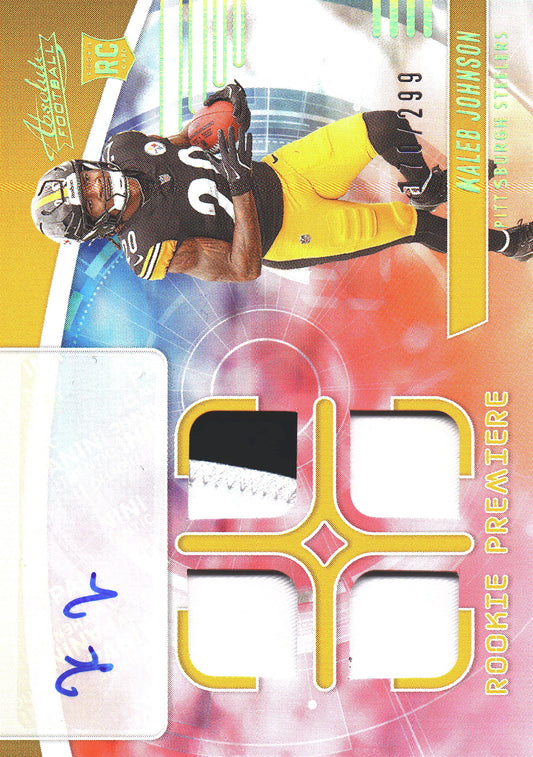 2025 Panini Absolute RPA Quad Patch Auto Kaleb Johnson RC /299 #RPM-KJN Pittsburgh Steelers