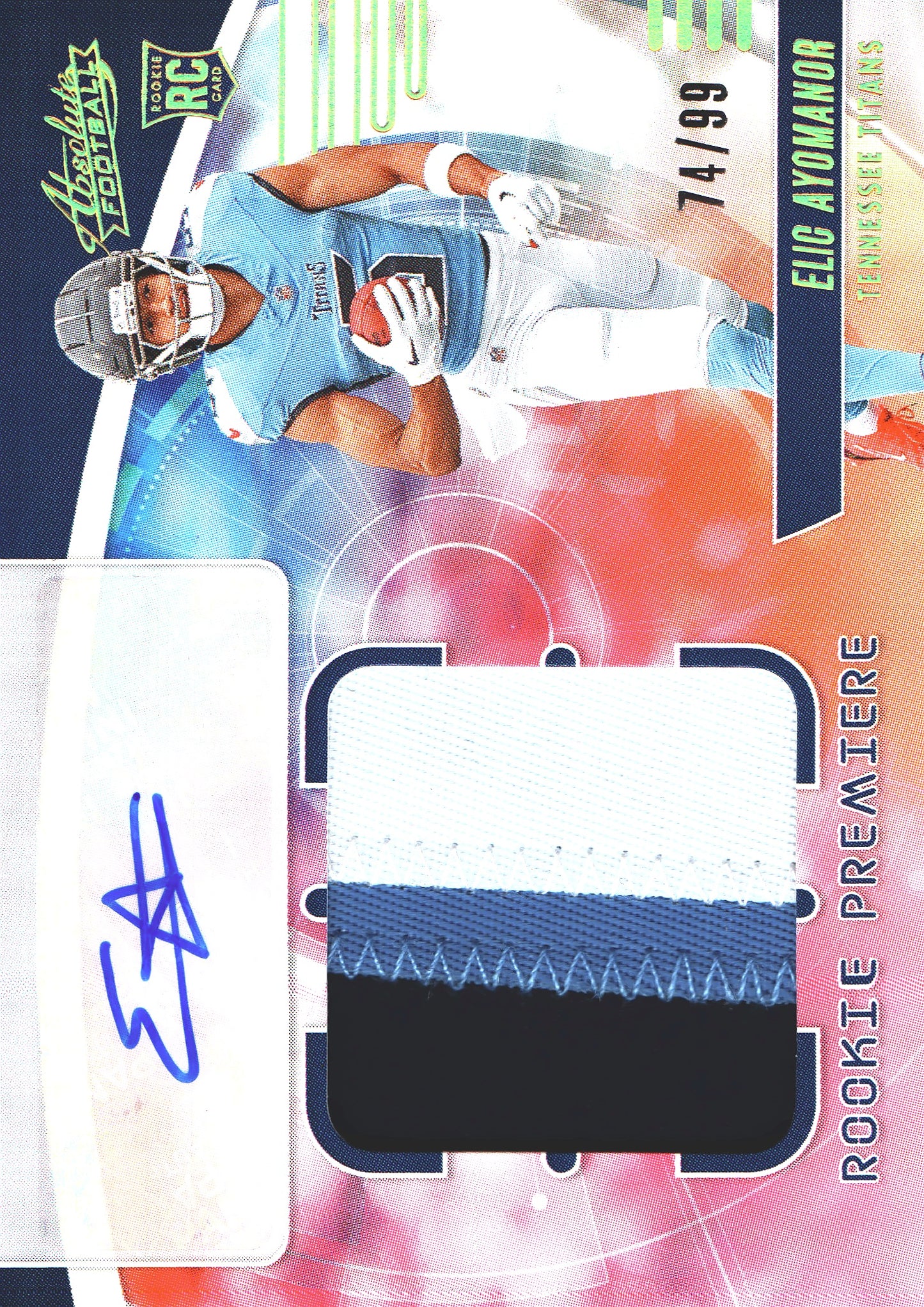 2025 Panini Absolute RPA Auto Patch Elic Ayomanor RC /99 #RPM-EAR Tennessee Titans