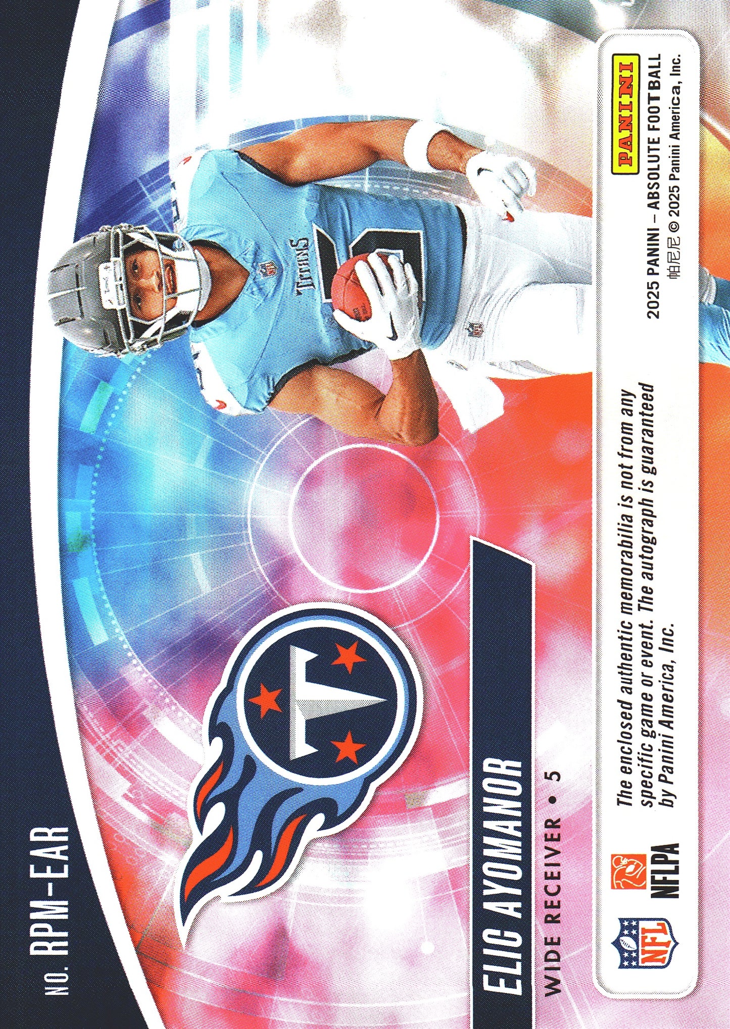 2025 Panini Absolute RPA Auto Patch Elic Ayomanor RC /99 #RPM-EAR Tennessee Titans