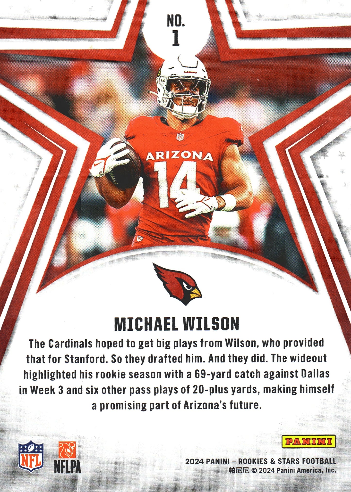 2024 Panini Rookie & Stars Michael Wilson #1 Arizona Cardinals