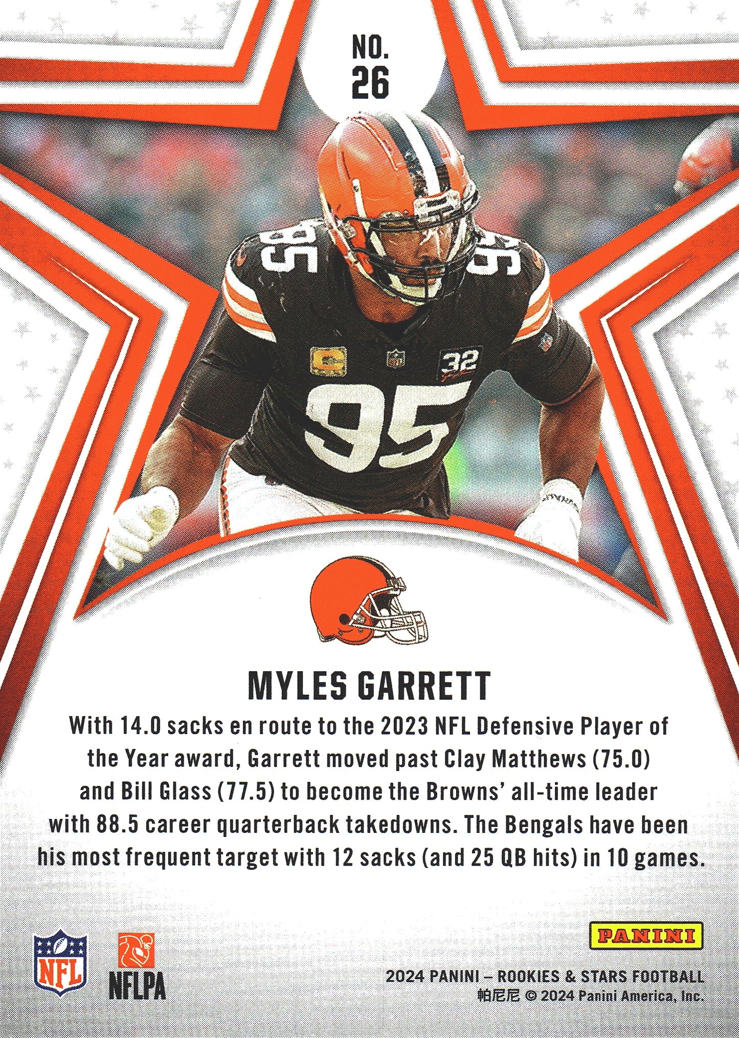 2024 Panini Rookie & Stars Myles Garrett #26 Cleveland Browns