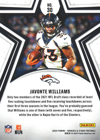 2024 Panini Rookie & Stars Javonte Williams #30 Denver Broncos