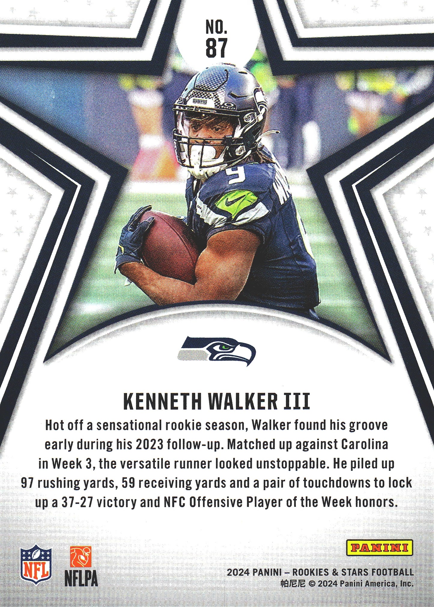 2024 Panini Rookie & Stars Kenneth Walker III #87 Seattle Seahawks