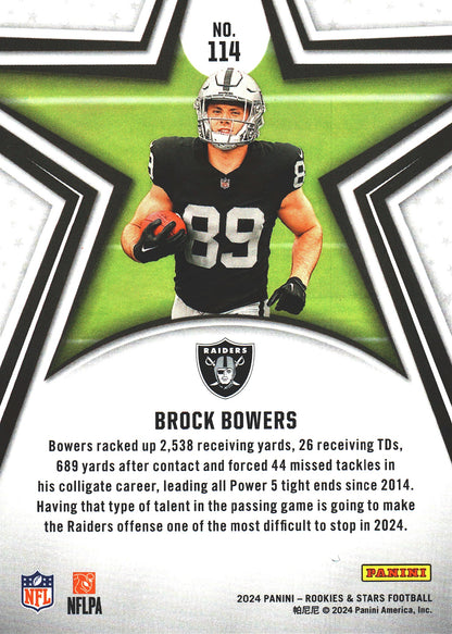 2024 Panini Rookie & Stars Brock Bowers RC #114 Las Vegas Raiders