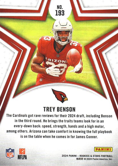 2024 Panini Rookie & Stars Trey Benson RC #193 Arizona Cardinals