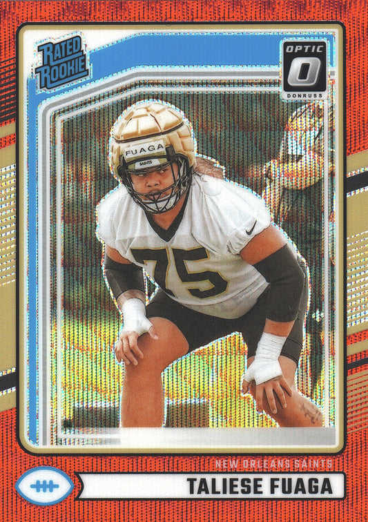 2024 Panini Donruss Optic Rated Rookie Red Wave Taliese Fuaga RC #310 New Orleans Saints