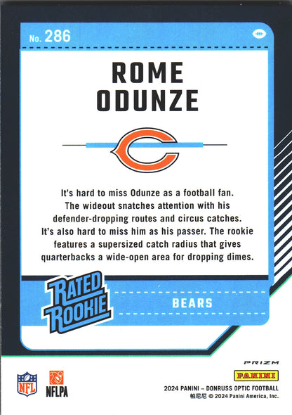 2024 Panini Donruss Optic Rated Rookie Purple Shock Rome Odunze RC #286 Chicago Bears