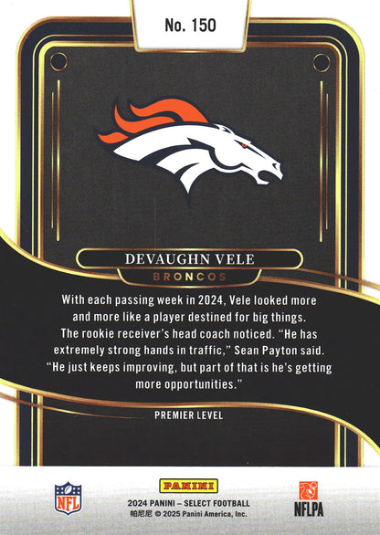 2024 Panini Select Devaughn Vele RC #150 Denver Broncos