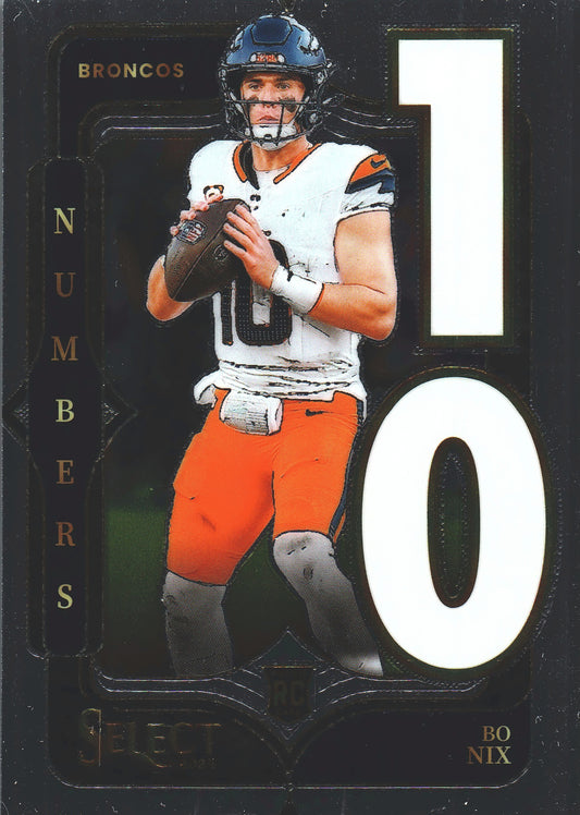 2024 Panini Select Numbers Bo Nix RC #6 Denver Broncos