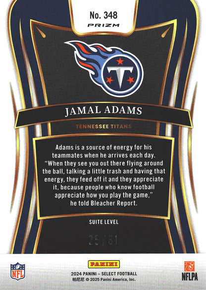 2024 Panini Select Dragon Scale Jamal Adams /81 #348 Tennessee Titans