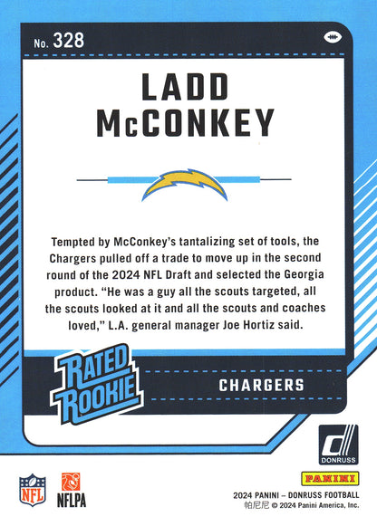 2024 Panini Donruss Rated Rookie Ladd McConkey RC #328 Chargers